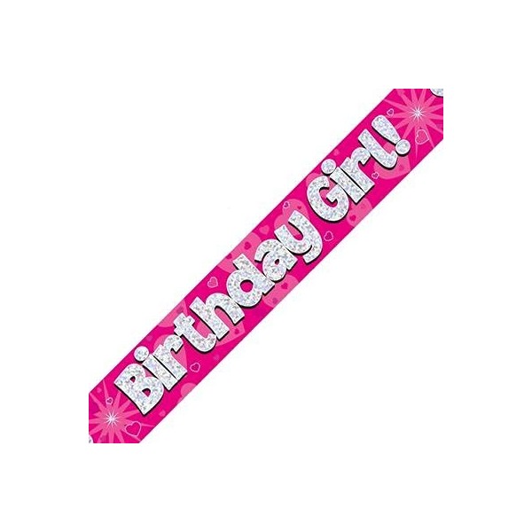 Birthday Girl Pink Birthday Party Foil Banner Pennant Age
