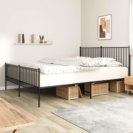 vidaXL Black Metal California King Bed Frame with Headboard & Footboard, Heavy-Duty Construction, Under-Bed Storage, for Modern Bedroom, No Box Spring Needed & Easy Assembly, No Mattress