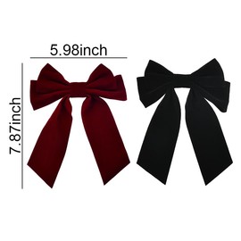 Velvet Hair Bows for Women Girls Bow Hair Clip Ribbon Bowknot Hair Clips Hair Bow Barrettes for Women Bow Alligator Hair Clips French Barrette Hair Bows Red Black Hair Accessories 2Pcs