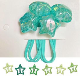 Lamiishop Hair Elastics, Children's Star-Shaped, 2 Pieces, Sparkling, Stylish, Mini, Star-Shaped, Set of 6, Cute, Hair Ornament, Cute, Bangs Clip, Hair Clip, For Adults, Women, Girls, School Entrance