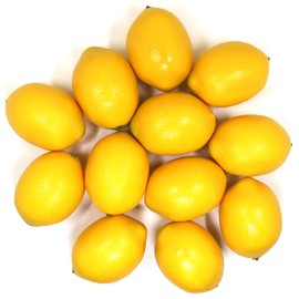 WsCrofts 12 limones artificiales, limones falsos amarillos realistas, frutas de imitación para el hogar, cocina, mesa, frutero, clóset, fiesta, decoración de Navidad (3.1 pulgadas de pulgadas)