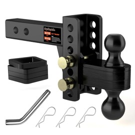 Aquilaplain 2" Adjustable Trailer Hitch - 4" Rise/Drop Height, 2'' & 2-5/16'' Ball Hitches 25000 Lbs Heavy Duty Towing Ball Mount, RVs, Campers, Boat Trailers