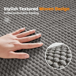 BULULOM Bath Rug, Soft Absorbent Chenille, Rubber Backing Quick Dry Microfiber Mats, Machine Washable Rugs for Shower Floor, Bathroom Runner Bathmat Accessories Decor Light Grey 24"*36"