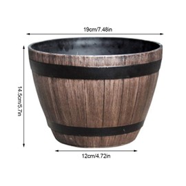 Tumnea Flower pot, resin planter, wooden barrel imitation flower pot, round planter, indoor and outdoor use, planter for flowers, house, garden, balcony, terrace