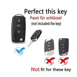 HIBEYO Smart Key Case Fits VW Car Key Cover for Golf Sagitar Polo MK6 Jetta Beetle Bora Caddy Skoda Octavia Superb Seat Leon Ibiza Key Protection Case Zinc Alloy Black