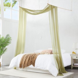 Warm Home Designs Set of 2 Sage Green Canopy Bed Curtains in 55 x 144 Inch Size. 2 Twin Bed Canopy Curtains Can Be Turned Into Bed Scarves, Kids Bed Tent, Bed Canopy for Girls. BF Double Sage 144"