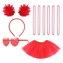 Gionforsy Women Costume Accessories Set for Spirit Day and Week - Tutu, Pom Pom Accessory