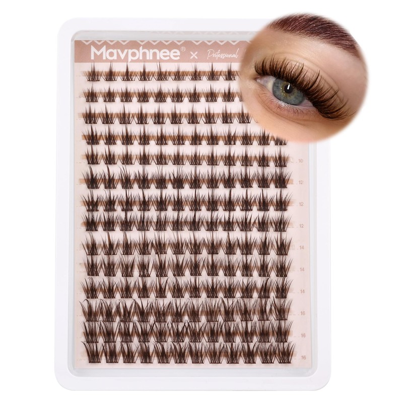 Mavphnee Brown Lash Clusters 168 Pcs Natural Looking 8-16MM Eyelash