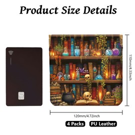 Peacoblue 4Pcs Small Leather Squeeze Coin Purse for Women-Bookshelf and Books Pattern Waterproof & Durable Change Pouch Mini Money Wallet,Best Gift for Adult Girls