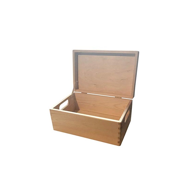 Plain Unpainted Wooden Tool Box DIY Storage Chest with Handles/