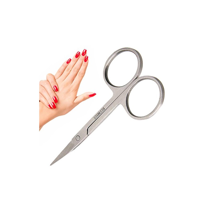 Small Stainless Steel Nail/Cuticle Scissors - Curved Blade for Neat