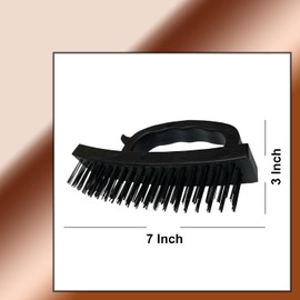 Wire Brush with Ergonomic Handle 4-Row Carbon Steel Brush Heavy Duty for Rust and Dirt Removal Multi-Function for Cleaning Roof Tiles, BBQ, and Paint Removal on Stone Walls
