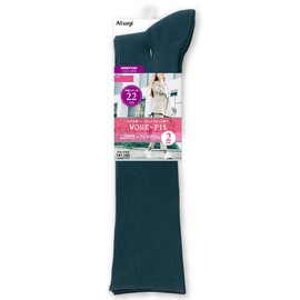Atsugi LK70092 Women's Socks, Cotton Blend Rib Socks, Ankle Compression, 8.7 inches (22 hPa, 36 cm) Length, 2 Pairs, navy, 22.0-24.0 cm