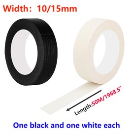 Ctyjia 2 Rolls Masking Tape, 15mm Wide x 50m Length No Residue Craft Tape, Decorating Tape for Artists Painting Decorating Automotive DIY Crafts, White and Black