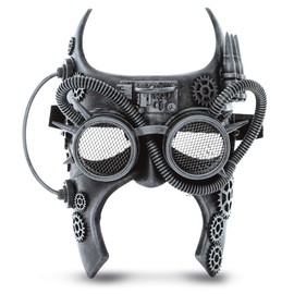 Attitude Studio Steampunk Gladiator Half Mask Robot Goggle Costume - Silver