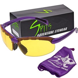 Spits Eyewear Top Or Bottom Bifocal Safety Glasses (Frame Color: Purple, Magnifier: 3.50 Bottom Yellow)