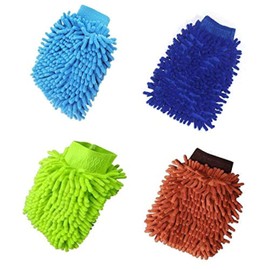 Car Wash Mitt 4 Pieces, Microfibre Car Wash Glove, Chenille Wash Mitt for Car Wash and Car Care