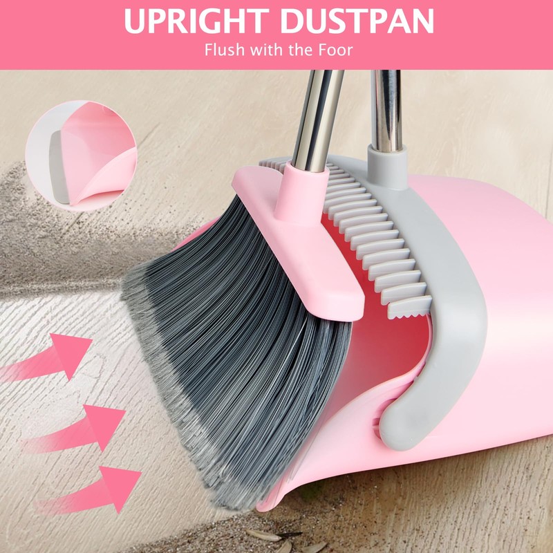 XXFLOWER Broom and Dustpan Set, Dustpans with Broom Combo for