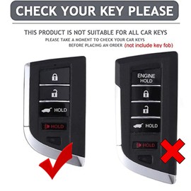 AIOEUOIA for Acura Key Fob Shell Keyless Entry Systems Key Fit for Fit for 2022 2023 2024 Acura MDX RDX 4 Buttons Smart Key Case (Black-Silver)
