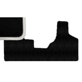 White Edge Custom Fit Front Carpet Floor Mat, Black, Compatible with Dodge Grand Caravan with 2nd Row Bench Seats 2004 2003 2002 2001