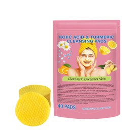 Turmeric and Kojic Acid Facial Cleansing Pads, 80 Pieces, Exfoliating Compressed Sponges
