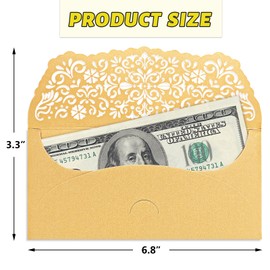 24PCS Gold Money Envelopes for Cash Gift Valentine's Day Gold Laser Cut Currency Holders New Year Wedding Birthday Graduations Bussiness Party Supplies