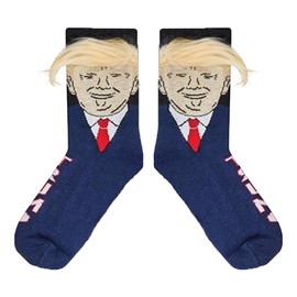 Trump Socks with Hair Funny Socks to Wear with Trump shoes Novelty President 2024 Socks Trump Merchandise Gift for Men Women