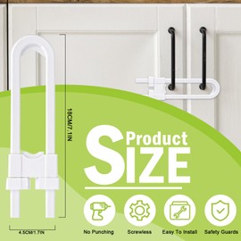Whaline 20Pcs Cabinet Locks for Babies Child Safety Cabinet Locks Sliding Cabinet Locks Childproof U-Shaped Latches Baby Proofing Adjustable White Locks for Handle Knobs Drawers Closet Cupboard