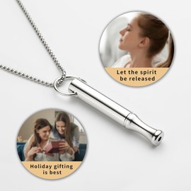 Premium Stainless Steel Breathing Necklace – Adjustable Flow Anxiety Relief Tool for Mindful Meditation | Respiratory Aid for Stress Management & Focus Training | Hypoallergenic Unisex Design with Lifetime Durability (Silver)