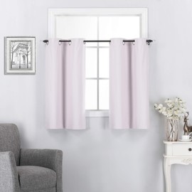 Rooney Blackout Kitchen Curtain Tiers for Half Small Window - Grommet Top Design Window Treatment Valances for Basement (30 inch Wide x 36 inch Long, Light Pink, 2 Pack)