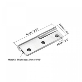 uxcell Lift Off Hinge, 2.5" 304 Stainless Steel Left Detachable Slip Joint Flag Hinges 4pcs