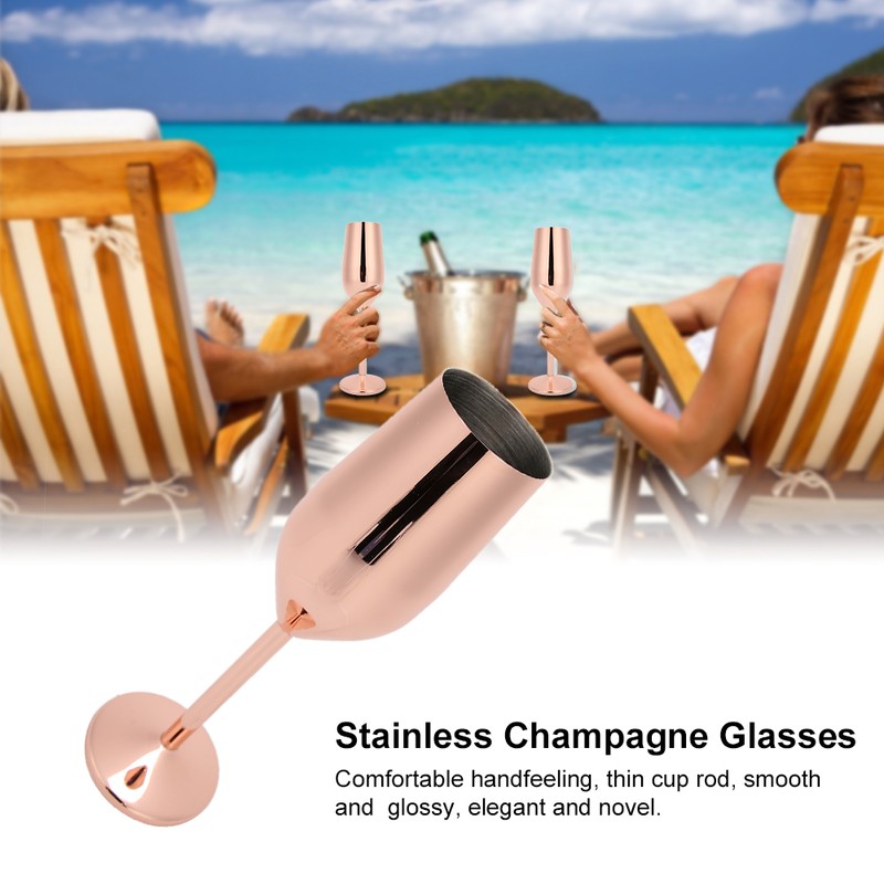 304 Stainless Steel Wine Goblet Champagne Glasses Drinking Cups 220ML