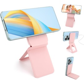 Soporte magnético para teléfono, Plegable trípode magnético del teléfono, ajuste de ángulo y fuertes imanes PU soporte del teléfono de cuero, compatible con todos los teléfonos inteligentes (Rosa)