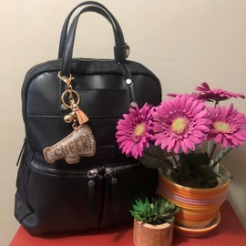 Popfizzy Bling Cheer Keychain for Girls and Women, Rhinestone Cheer Bag Charm, Cheerleader Gifts, Cheerleading Megaphone Backpack Key Chain