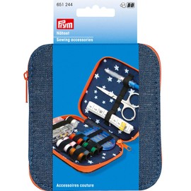 Prym 651244 Nähset Jeans Reißverschluss orange Sewing Kit in Denim Case, edelstahl, One Size