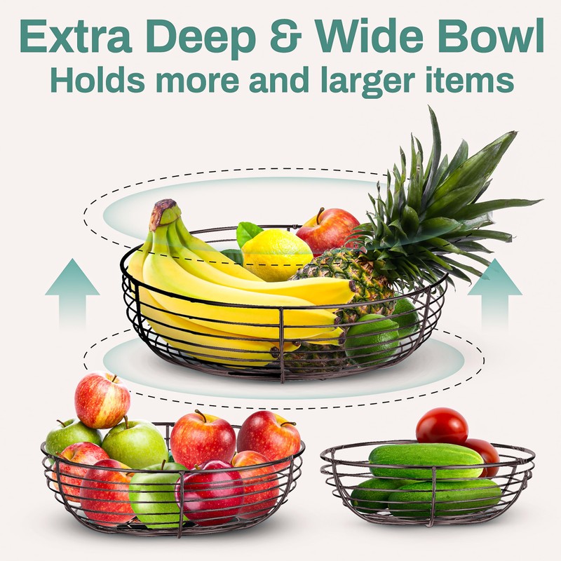 Home Intuition 3-Tier Hanging Fruit Produce Basket Heavy Duty Wire