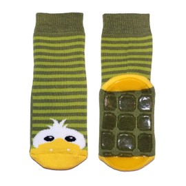 Weri Spezials Children's Cotton Stopper Socks Non-Slip Non-Slip ABS Baby Socks for Girls and Boys with Duck Motif, Green