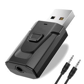 USB Bluetooth 5.0 Transmitter Receiver Audio Adapter AUX 3.5mm TV CAR PC Speaker (Trapezoid Button)