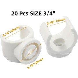 20 Pcs PEX Water Pipe Clamps PVC Pipe Holder, Plastic U-Hook PEX Pipe Support Hangers, PEX Pipe Clips, PEX Tubing Clamp Tool (3/4")