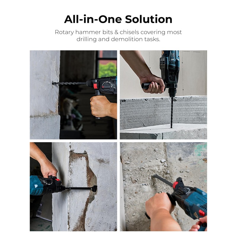 toolant Rotary Hammer Drill Bits Set with Chisels-Masonry Drill Bit