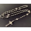 elegantmedical Handmade Silver Rose Beads St. Benedict Rosary Catholic Necklace