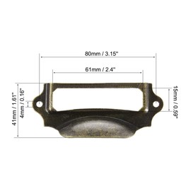 sourcing map Label Holder Pull Handles, Vintage Iron Label Frame Drawer Knobs for Cabinet Cupboard, Bronze Tone 90x41mm Pack of 5 Pcs w Screws