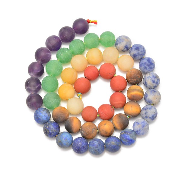 AD Beads Healing Reiki 7 Chakras Yoga Natural Gemstone Round Loose Beads Matte 8mm 16" Matte 8mm