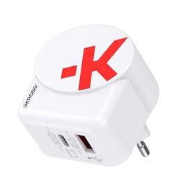SKROSS - Euro USB Charger AC65PD Con Cavo USB C - Caricatore da Muro 2 USB Power Delivery Utilizzo in Europe - 65 W - Cavo USB-C da 160 cm Incluso - Tecnologia GaN