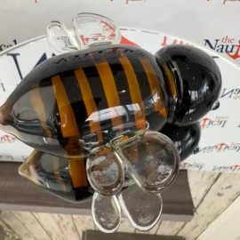 4.5" Glass Bumblebee Figurine - Yellow & Black Accents - Hand Blown Bumble Bee