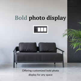 Creative Letter Art 4” x 6” Multiple Opening Picture Frame Collage with 4 holes, Cottage White Frame with 10 x 20-inch Black Mat, Full-Strength Glass, Photo Collage for Wall, 4 Openings