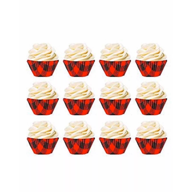 Unbranded Buffalo Plaid Cupcake Liners, Lumberjack Party, Set of 100