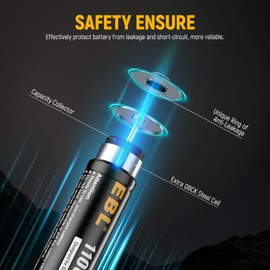 EBL AA Rechargeable Batteries, 1.2V 1100mAh High Capacity AA Battery for Solar Garden Lights (Pack of 8)