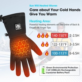 Electric Heated Gloves, Ski Gloves for Men Women, Ideal Hand Wear for Arthritis Sufferers, Ultra-Thin and Touch-Screen Compatible, Perfect for Skiing, Riding, Hiking, Cycling, Hunting Large