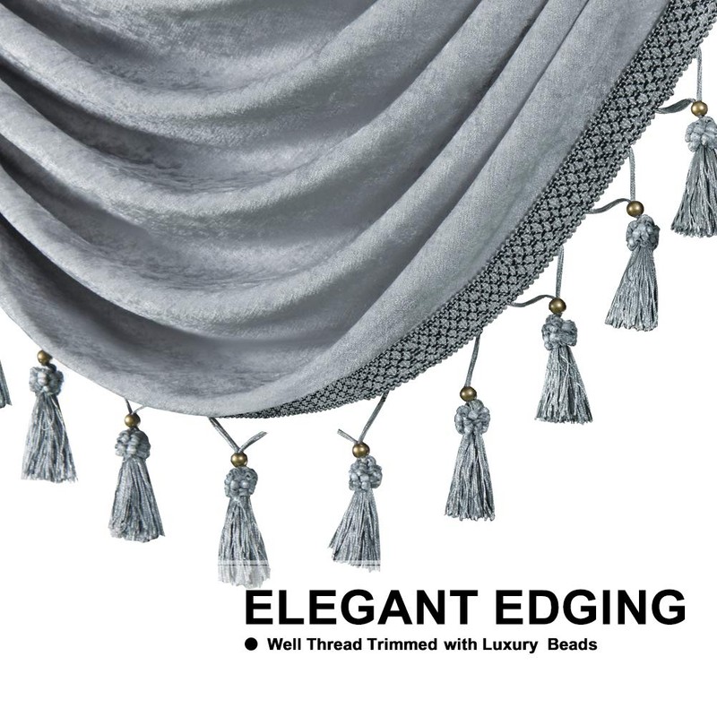ELKCA Thick Chenille Waterfall Swag Valances for Living Room Valance